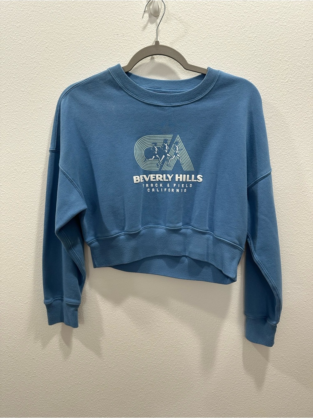 Blue Cropped Crewneck Sweatshirt xs Beverly Hills athletic California track